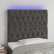 Bed Headboard LED, Beds Head Frame LED Headboard Dark Grey 100 cm Velvet