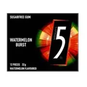 908262 10 x PACKETS 5 FIVE GUM WATERMELON BURST FLAVOUR SUGARFREE 12 STICKS YUM