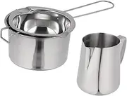 Alipis 1 Set Pot Hiking Cookware Raclette Milk Pan DIY Kits Fondue Cheese Double Boiler Chocolate Fondue Warmer Coffee Frothing Universal Tool Butter Warmer Pan Stainless Steel Silver