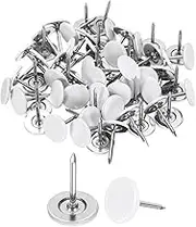 uxcell 150Pcs Upholstery Tacks, 11mmx15mm Flat Head Thumb Tack Decorative Furniture Nails Push Pins for Furniture Sofa Headboards, White