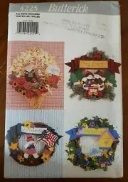 Butterick 4225 No Sew Four Seasonal Wreaths PATTERN VTG
