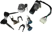 Ignition Key Switches for 100 125 GY6 125 5 Wires Motorbike Lock Motorcycle Ignition Switch Key Set Motorcycle Scooter Electric Switch Lock Set Ignition Barrel Key Switch(19MM)
