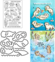 Otter Stamps and Dies Set for Card Making,Clear Metal Cutting...