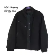 Blank NYC 3X High Collar Some Life Black Faux Soft Sherpa Quilted Lining Jacket