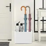 Umbrella Rack with Removable Drip Tray Design Anti-Slip Base Umbrella Holder Space Saving Umbrella Storage Organizer Holds 10 Umbrellas Umbrella Drainage Rack for Home Office Indoor (White)
