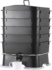 VEVOR 5-Tray Worm Composter, 44 QT/50 L Worm Compost Bin Outdoor and Indoor, Sustainable Design Worm Farm Kit, for Recycling Food Waste, Worm Castings, Worm Tea, Vermiculture and Vermicomposting