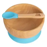 Tiny Dining Children's Bamboo Bowl & Soft Tip Spoon - Blue