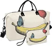 [YXYZRMY] Funny Butterfly Banana Travel Duffel Bag Gym Bag Sports Tote Bag with Multiple Interior Pockets Shoulder Weekender Bag for Women Men with Toiletry Bag 20.5”x 7.9”x 13.8”, Multi-Colored, one