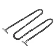 Iron Flat Chain Strap, 43" Handbag Purse Chain Strap DIY Bag Replacement, Black
