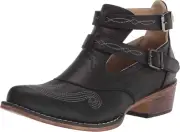 Womens Willa Embroidery Snip Toe Casual Boots Ankle Low Heel 1-2" - Brown