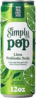Simply Pop, Lime Prebiotic Soda, 12 Fl Oz