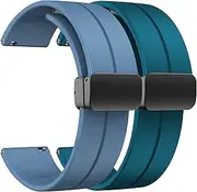 2 Pack 20mm Magnetic Bracelet for Samsung Galaxy Watch 6 40mm 44mm 43mm 47mm/5 Pro Band 45mm/Galaxy Watch 5 4 44mm 40mm/4 Classic 42mm 46mm Sport Silicone Strap with Magnetic Folding Buckle