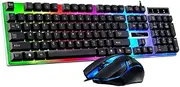 Mobestech Gaming Keyboard Mouse Bundle Keyboard Mouse Led Backlit Comfortable Layout Black Water-Resistant Design Easy to Use