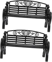 ERINGOGO 2pcs Mini Chair Benches Miniature Park Decor Outdoor House Chaise Lounges Recliner Fairy Garden Bench Model Mini Bench Ornament Mini Bench Model Plastic Black