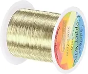 uxcell 0.2mm Jewelry Wire, 32 Gauge 328FT Craft Wire Copper Beading Wire for Jewelry Making/Planting/Weaving/DIY Crafting, Soft Metal Wires [100M, Light Golden]