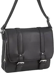 [Pierre Cardin] Pebbled Leather Computer Laptop Bag Overnight Satchel - Black