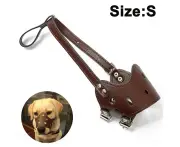 Dog Muzzle Pu Leather Anti-Bite And Anti-Ingestion Pet Dog Muzzle Dog Bark Control For Medium And Big Dog-Brown-S