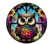 Owl Suncatcher Colorful Stained Plastic Window Hanging Plastic Home Decor