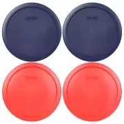 Pyrex 7402-PC 4PK 2-Blue and 2-Red 6 / 7 Cup Storage Lid Cover for Glass Bowls