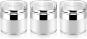 Furnido 3 Pack 0.5 oz Airless Pump Jars,Empty Acrylic Makeup Cosmetic Jar Containers with Press Pump,Refillable Airless Travel Lotion Jar With Lid for Thick Moisturizer,Skincare Cream,White