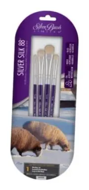 SK-8111S Silver Silk 88 Mini Mop Brushes, Artist Brushes for Acrylic,