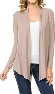 [MINEFREE] Women's Long Sleeve Open Front Drape Lightweight Knit Cardigan (S-3XL)