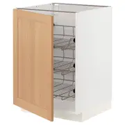 METOD base cabinet with wire baskets, white/Vedhamn oak, 60x60x80 cm