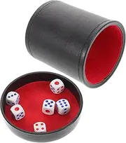 SOPOTUTU 1 Set Silent Dice Shaker with Base Noise Reducing PU Leather Dice Cup and Dices for Parties Ktv and Social Gatherings for Quiet Gaming Experience