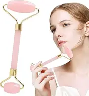 (A-Rose Quartz (Golden)) - TOP-VRA Natural Jade Roller,Rose Quartz Roller For Face,Jade Skincare Tool,Jade Facial Roller,Eye roller Anti Ageing Jade Massager Roller Slimming Healing Chakra Tool A-Rose Quartz (Golden)