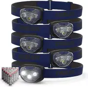 5-Pack LED Headlamps, Bright & Durable, 2 Modes, Water-Resistant, Batteries Incl