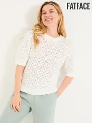 FatFace Maysie White Knitted T-Shirt (AK4290) | $114