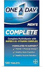 ONE A DAY Mens Complete Multivitamin, Adult Multivitamin Supplement with Vitamins A,C,D,E and Zinc and with B Vitamins to Support Healthy Brain Function and Physical Energy, 120 Count, 4 Month Supply