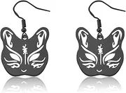 [OKEYCH] Japanese Fox Inspired Gift Japanese Fox Mask Earrings Fox Design Jewelry Japan Culture Lover Gift