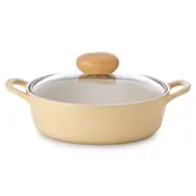 Neoflam Retro Flan 22cm Low Stockpot Induction with Glass lid Yellow