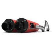 HMF Performance Can-Am Red Dual Full System Exhaust Black End Cap Renegade 1000