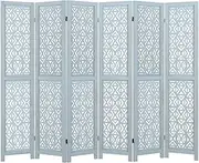 Giantex 165cm Wooden Room Divider, Folding Privacy Screen with Carved Cutout Pattern & Solid Wood Frame, Fully Assembled Room Partition Stand for Living Room Home Office (6-Panel)
