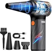 MOTOBEE Electric Air Duster, Power Cordless Mini Blower, Rechargeable Brushless Motor Dust Blower, 3-Gear Adjustable Dust Blower for Computer, Keyboard, Outdoor, House and Car (Orange)