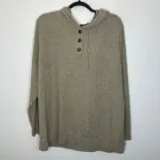 NWT PINK CLOVER Scota Brushed Knit Hoodie Sweatshirt Light Grey 3X Plus Size