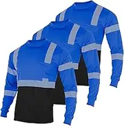 VENDACE 3pcs Safety T Shirts Reflective High Visibility Hi Vis Long Sleeve Construction Work Shirts for Men