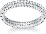 [MINDDHA] 14K Gold Plated Rings- Simulated Diamond Stackable Eternity Bands/Silver Rings, Gold Rings for Women/Stacking Rings for Oura Gen 4/Gen 3 | 3mm Band Size 4-12