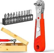 1/4" Mini Ratchet Screwdriver Wrench Set, 11 Pcs Drive Mini Ratchet Screwdriver Set, Ratchet Right Angle Screwdriver for Tight Spaces