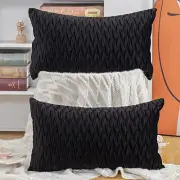 Set of 2 Super Soft Velvet Decorative Throw Pillow 20" x 12" (Pack of 2) Black