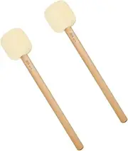 Toddmomy 2pcs Felt Bass Drum Mallets with Beech Wood Handle Durable Percussion Instrument Sticks for Stage Performance for Drums and Gongs