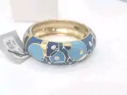 Sequin Women's Gold Plated Blue Enamel Crystal Bangle Bracelet NWT