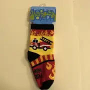 Stephen Joseph baby boys Sports Socks, Firetruck Small (4-6 Shoe Size)