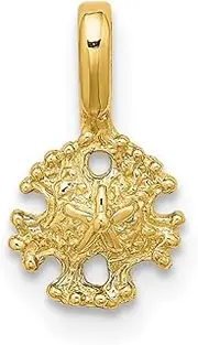 [JewelryWeb] 14ct Gold Mini Sand Dollar With Fixed Bail Charm Pendant Necklace 12.4x7.2mm Wide 3.55mm Thick