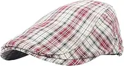 [ａ aternee] Men Beret Hat, Cabbie Driving Hat Casual Fashion Breathable Flat Hat Flat Plaid Cap for Camping Vacation Summer Traveling