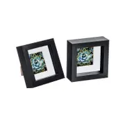 Nicola Spring 2 Piece 4 x 4 3D Shadow Box Photo Frame Set - Craft Display Picture Frame with 2 x 2 Mount - Black