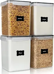 5.2L Food Storage Containers: BPA-Free, Airtight, 4-Pack with Measuring Cups & Labels