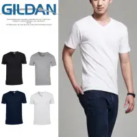 在飛比找momo購物網優惠-【GILDAN】吉爾登V領素面上衣 短T 梨泰院 韓系